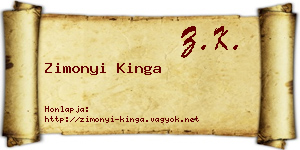 Zimonyi Kinga névjegykártya